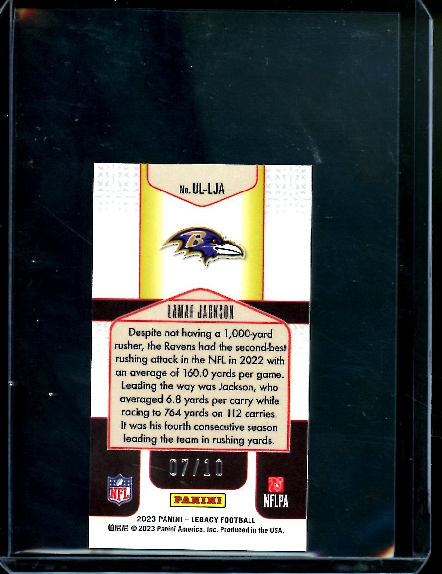 2023 Panini Legacy Lamar Jackson Under the Lights Mini Gold /10 Ravens