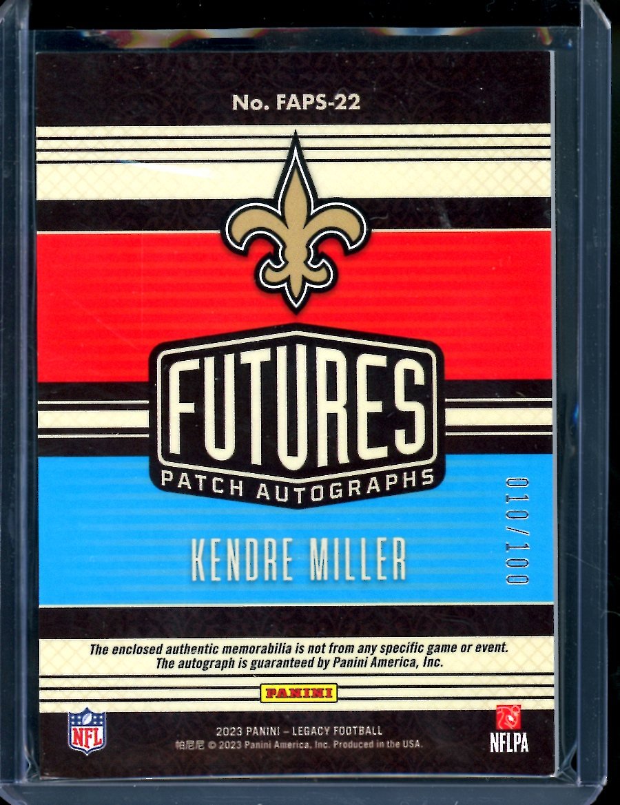 2023 Panini Legacy Kendre Miller Futures RPA /100 Saints