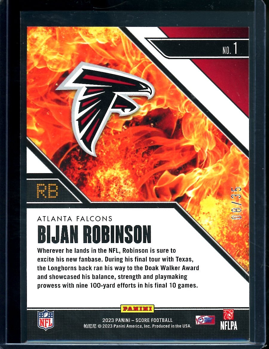 2023 Panini Score Bijan Robinson Hot Rookies Blue /35 Falcons