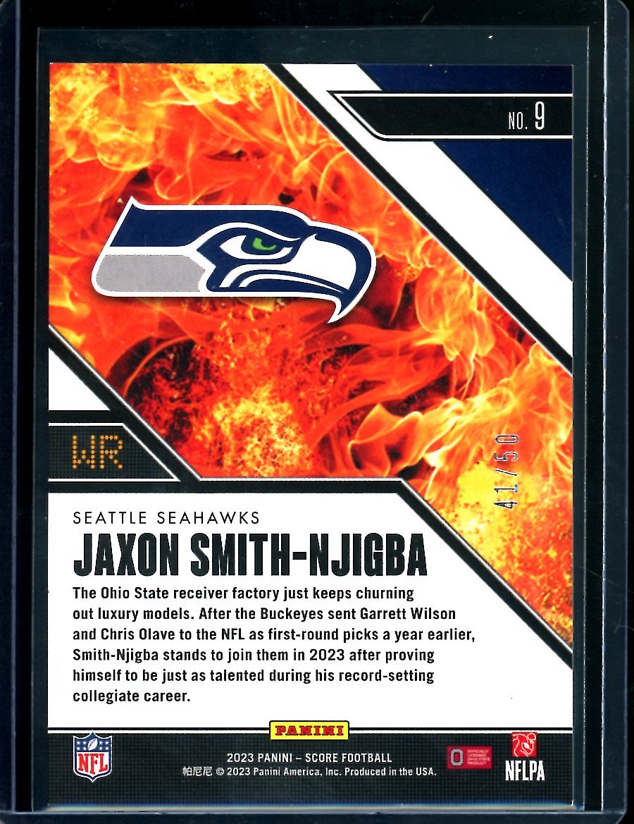 2023 Panini Score Jaxon Smith-Njigba Hot Rookies Gold /50 Seahawks