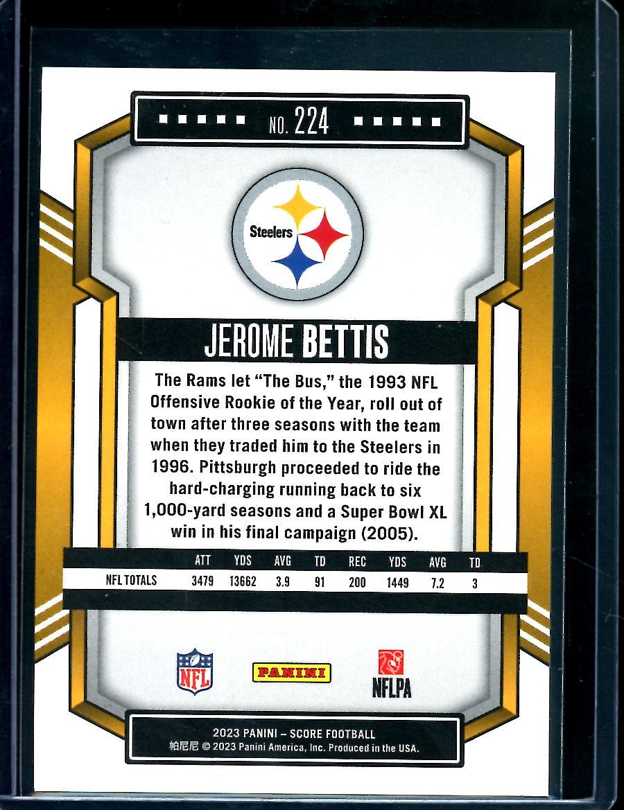 2023 Panini Score Jerome Bettis Gem Masters Black 1/1 Steelers