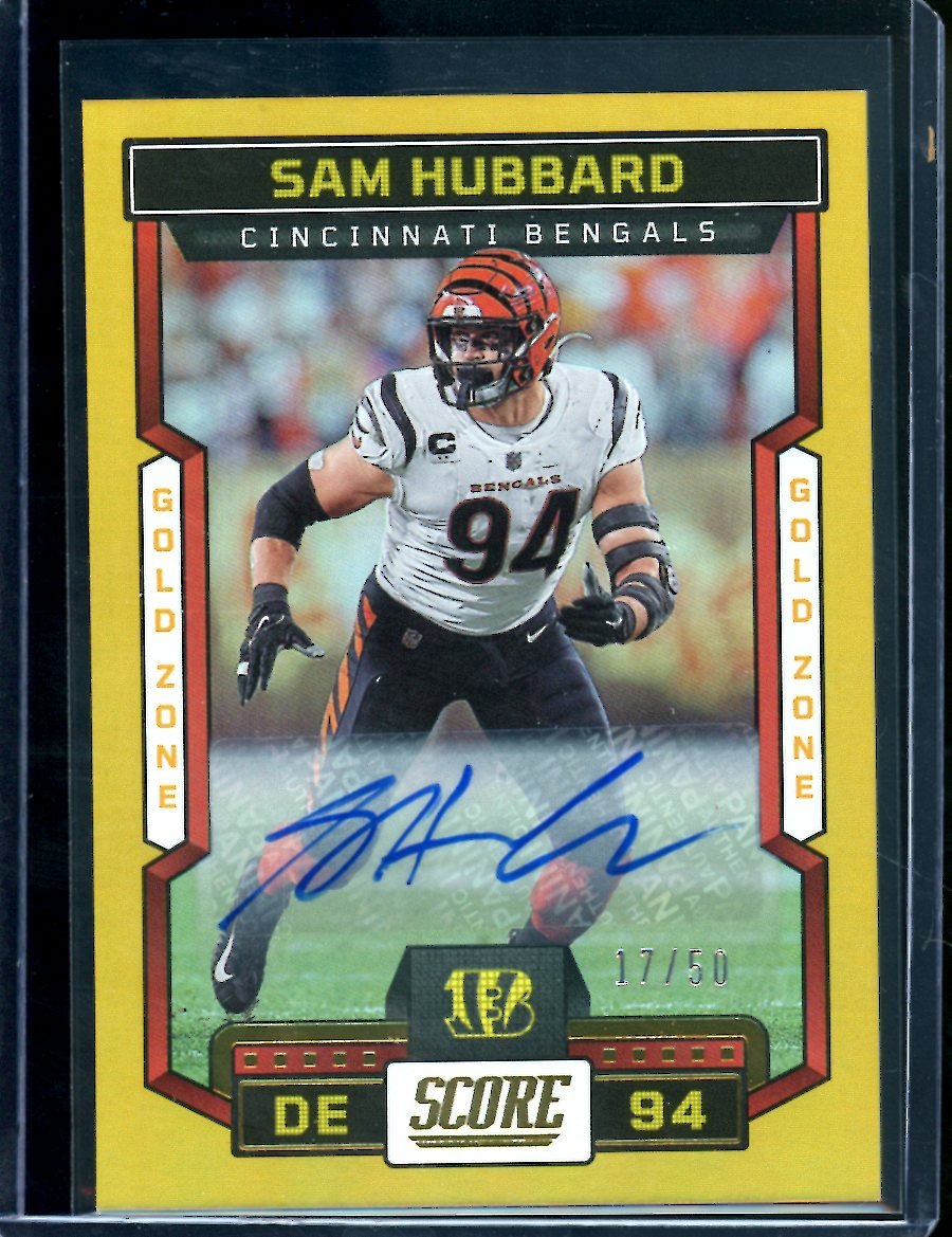 2023 Panini Score Sam Hubbard Gold Auto /50 Bengals