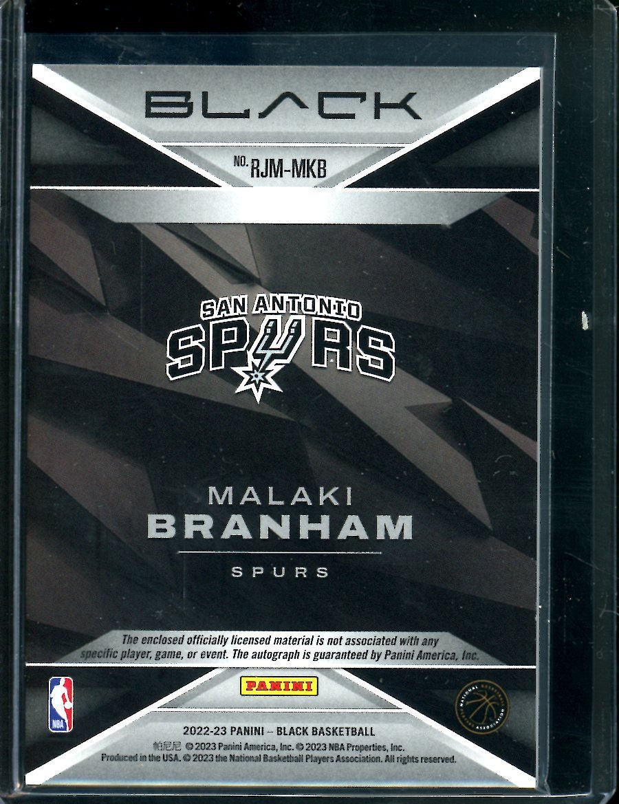 2022/23 Panini Black Malaki Branham Rookie Auto RPA /25 Spurs