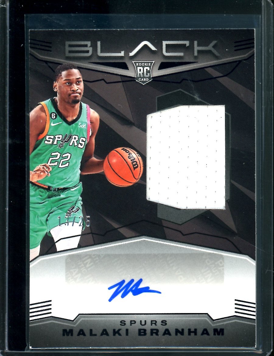 2022/23 Panini Black Malaki Branham Rookie Auto RPA /25 Spurs
