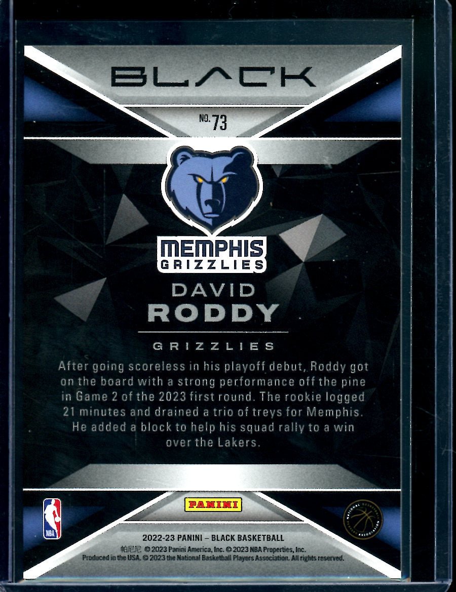 2022/23 Panini Black David Roddy Rookie Gold /25 Grizzlies