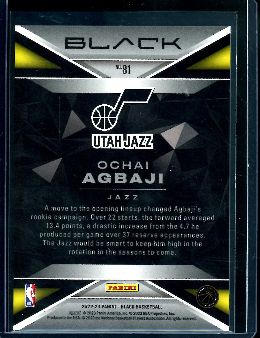 2022/23 Panini Black Ochai Agbaji Rookie Copper /35 Jazz