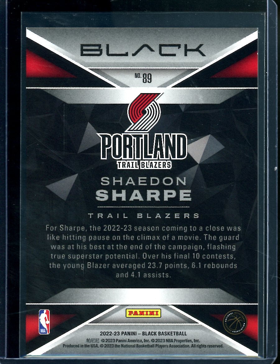 2022/23 Panini Black Shaedon Sharpe Rookie Silver /75 Trailblazers
