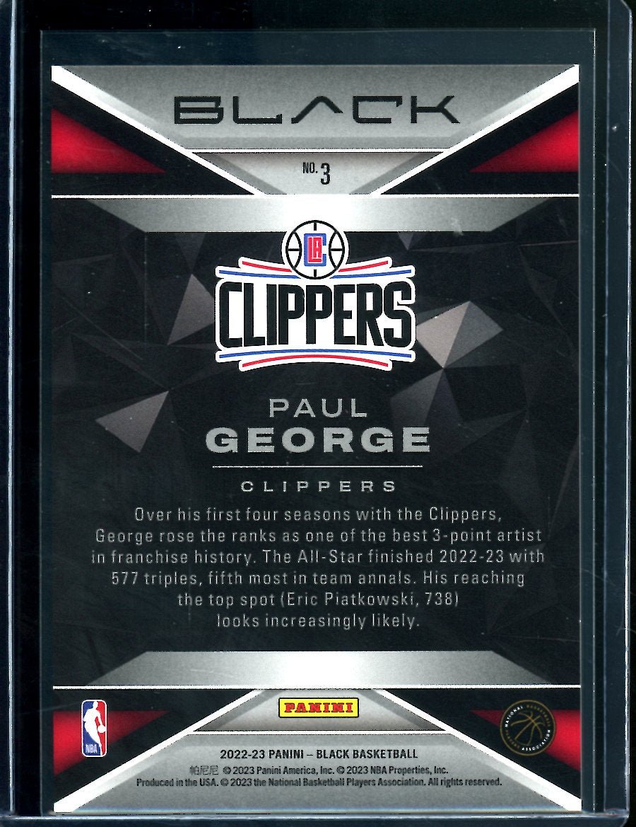 2022/23 Panini Black Paul George Gold /25 Clippers