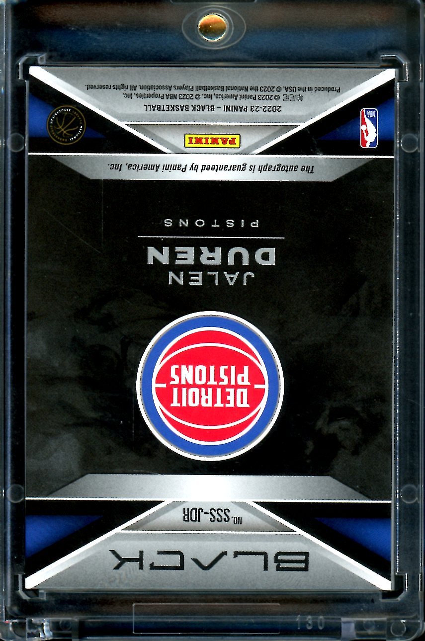 2022/23 Panini Black Jalen Duren Rookie Smokeshow Auto /5 Pistons