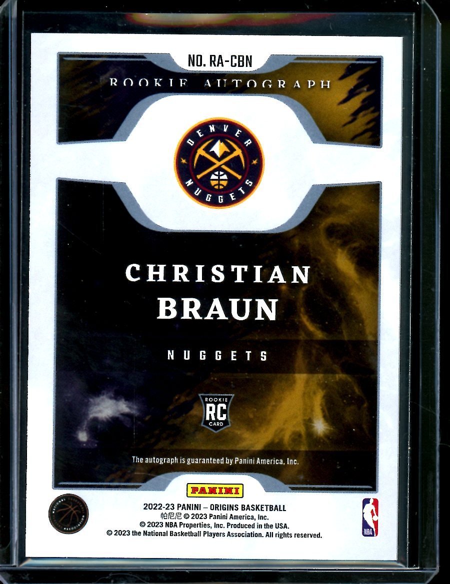 2022-23 Panini Origins Christian Braun Rookie Auto Nuggets