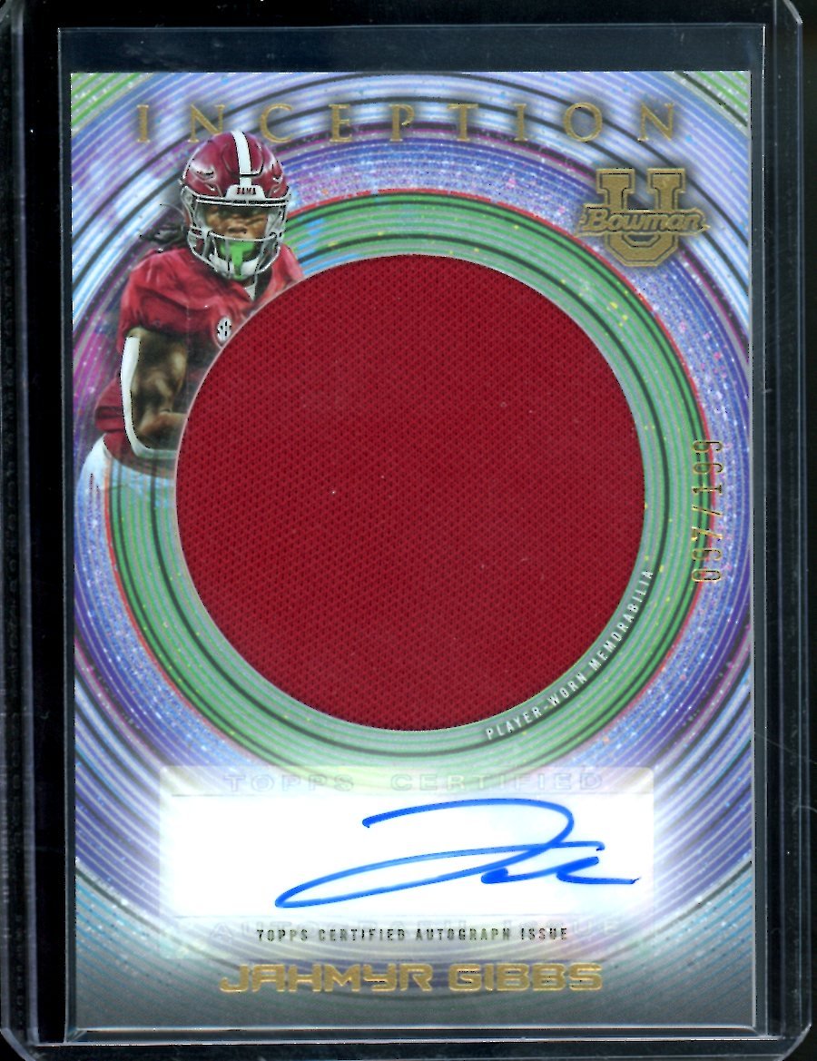 2023 Bowman Inception Jahmyr Gibbs Patch Auto /199 Lions