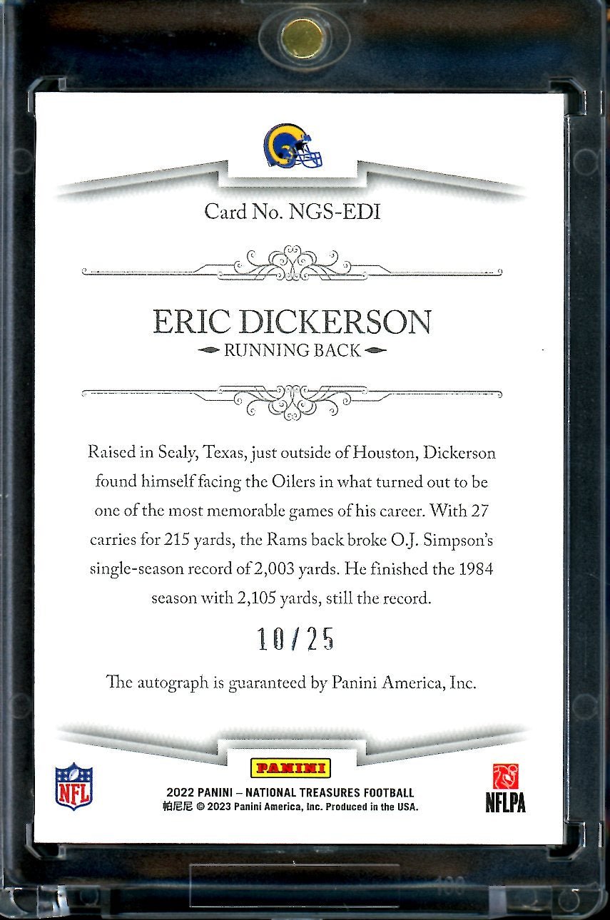 2022 Panini National Treasures Eric Dickerson Greatest Signatures Auto /25 Rams