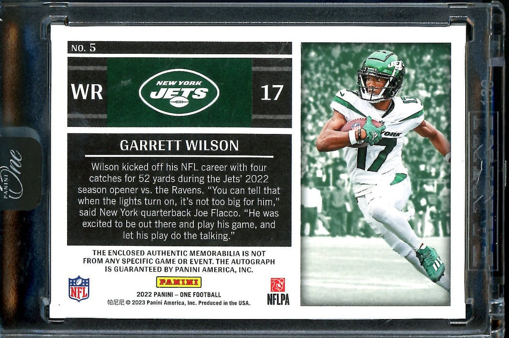 2022 Panini One Garrett Wilson Rookie RPA /99 Jets