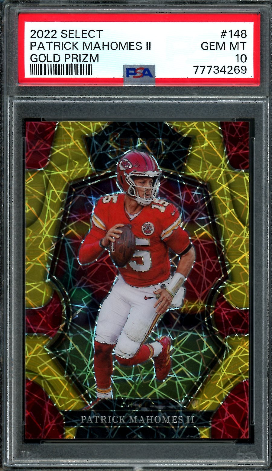 2022 Panini Select Patrick Mahomes II Gold Prizm /10 PSA 10 Chiefs