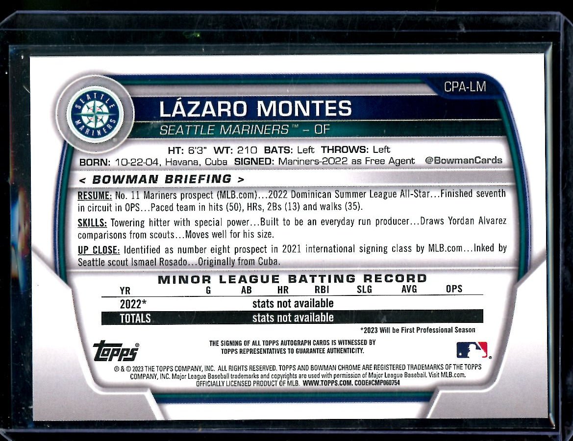 2023 Bowman Chrome Lazaro Montes 1st Bowman Auto Mariners