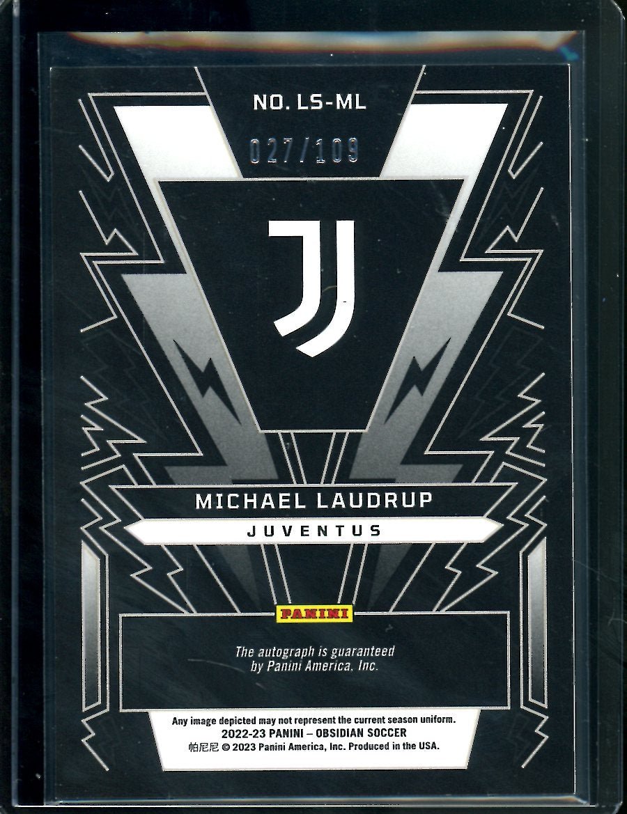 2022-23 Panini Obsidian Michael Laudrup Lightnight Strike Auto /109 Juventus