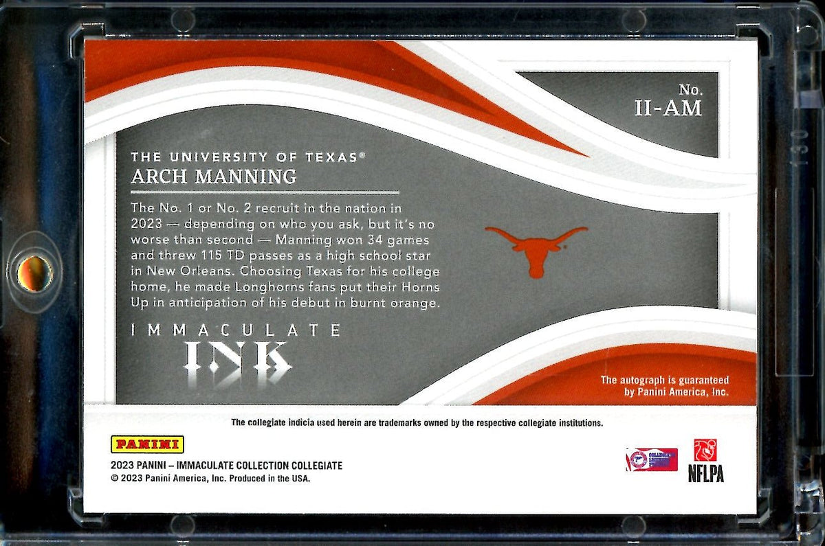 2023 Panini Immaculate Arch Manning Immaculate Ink Auto /49 Texas