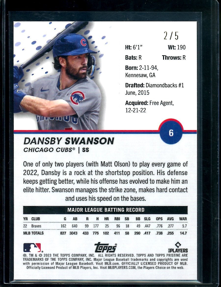 2023 Topps Prestine Dansby Swanson Red /5 Cubs