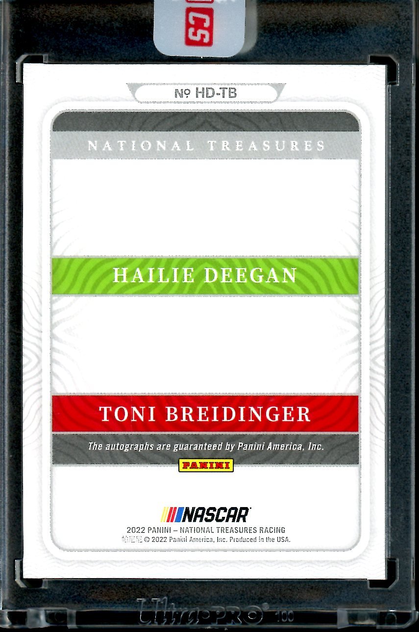 2022 Panini National Treasures NASCAR Haile Deegan/Toni Breidinger Dual Auto /25 NASCAR