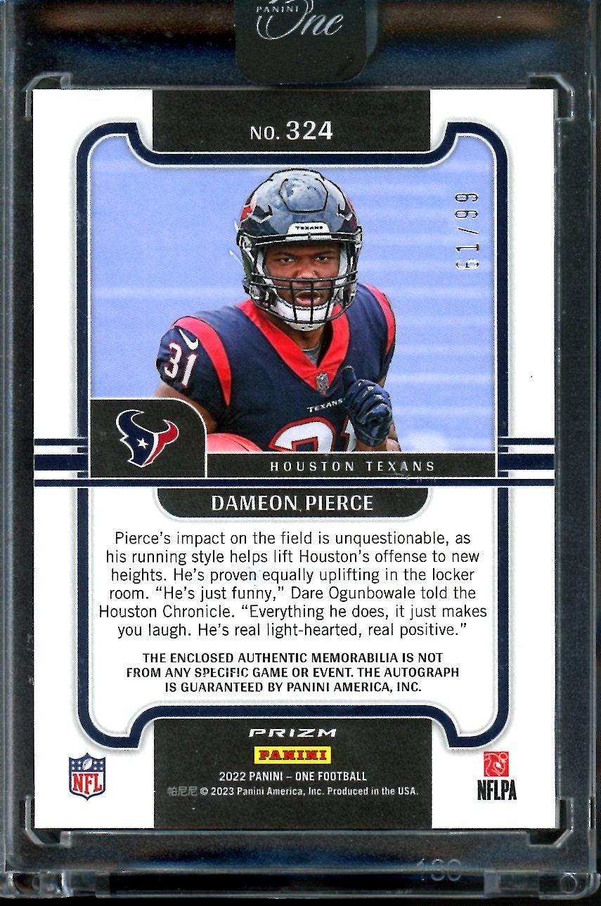 2022 Panini One Dameon Pierce Rookie Precision RPA /99 Texans
