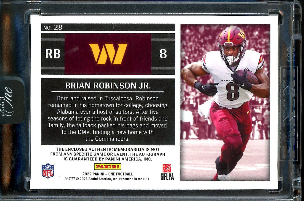 2022 Panini One Brian Robinson Jr. Rookie RPA /199 Commanders