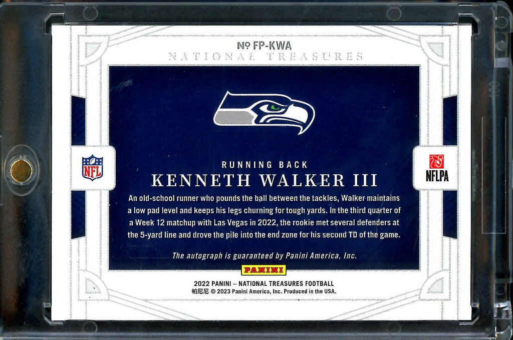 2022 Panini National Treasures Kenneth Walker III Rookie Field Pass Auto Gold /10 Seahawks