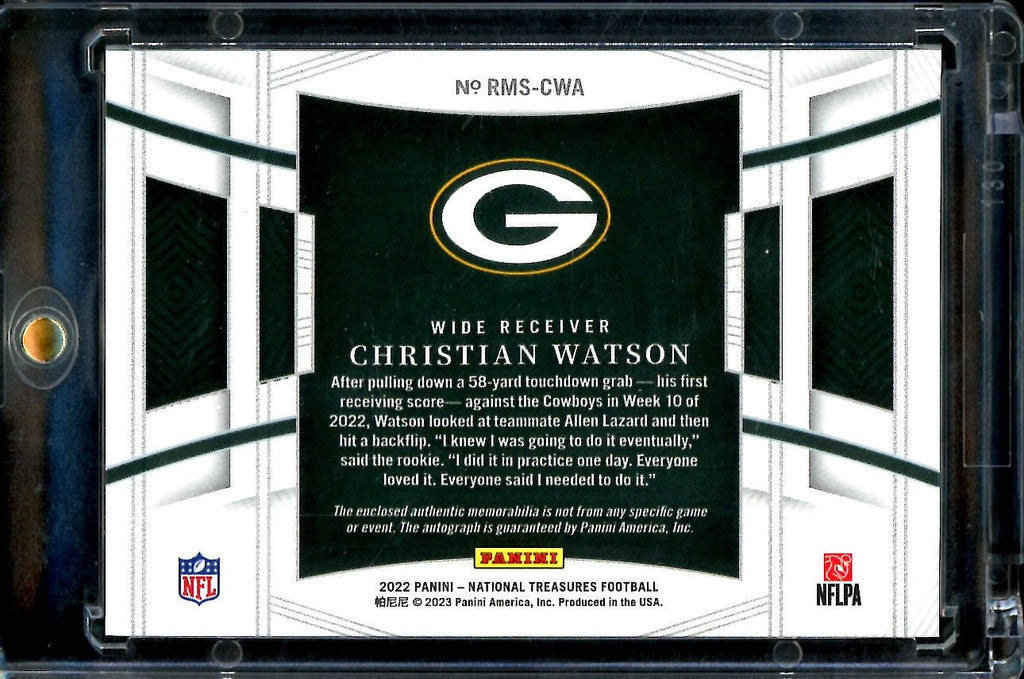 2022 Panini National Treasures Christian Watson Rookie RPA /99 Packers