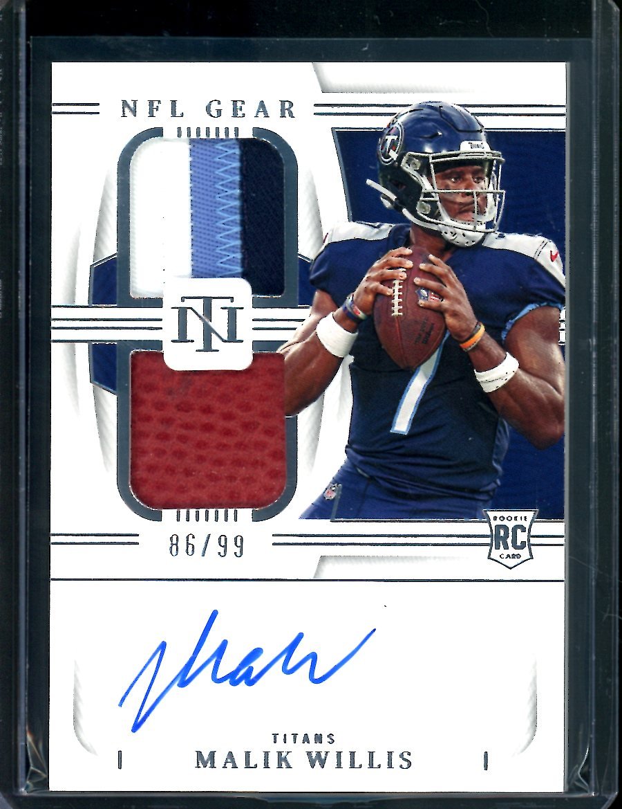 2022 Panini National Treasures Malik Willis Rookie NFL Gear RPA /99 Titans
