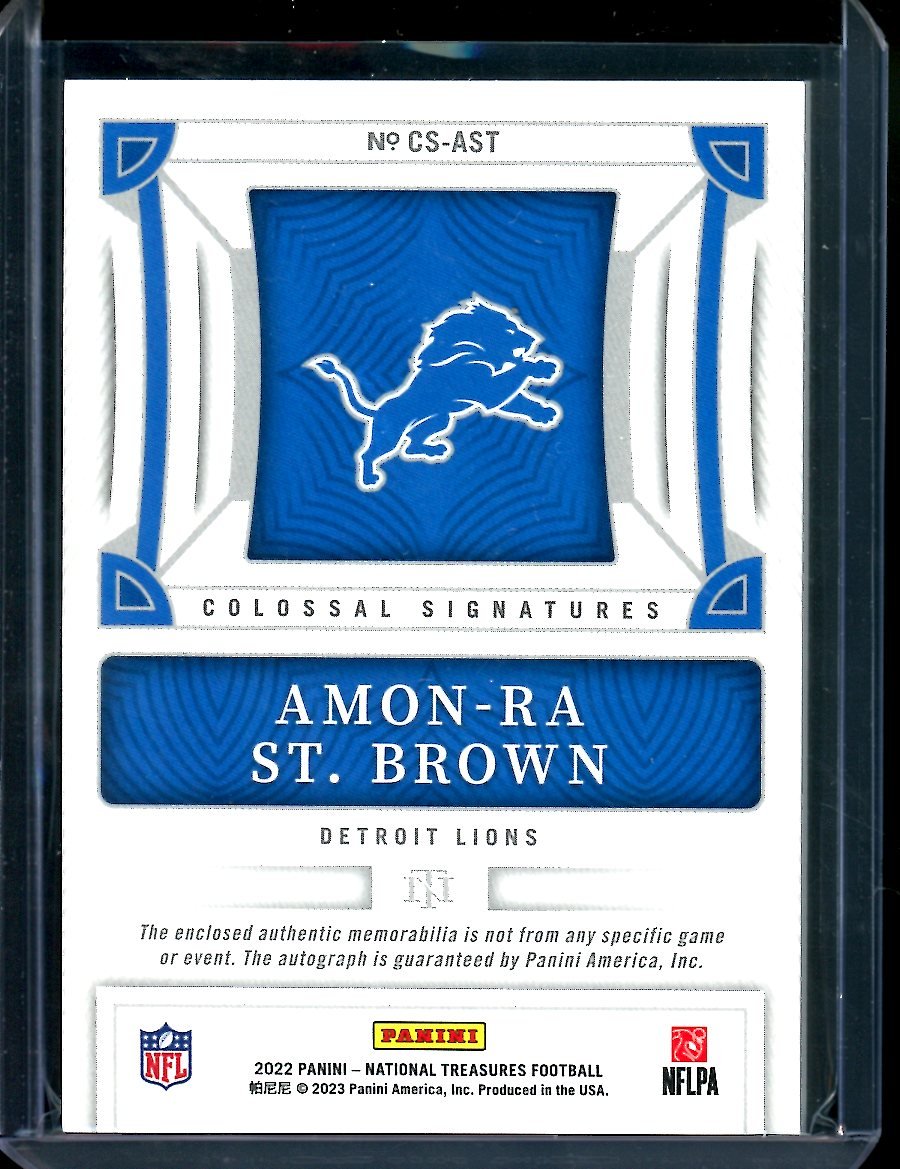 2022 Panini National Treasures Amon-Ra St. Brown Colossal Patch Auto /49 Lions