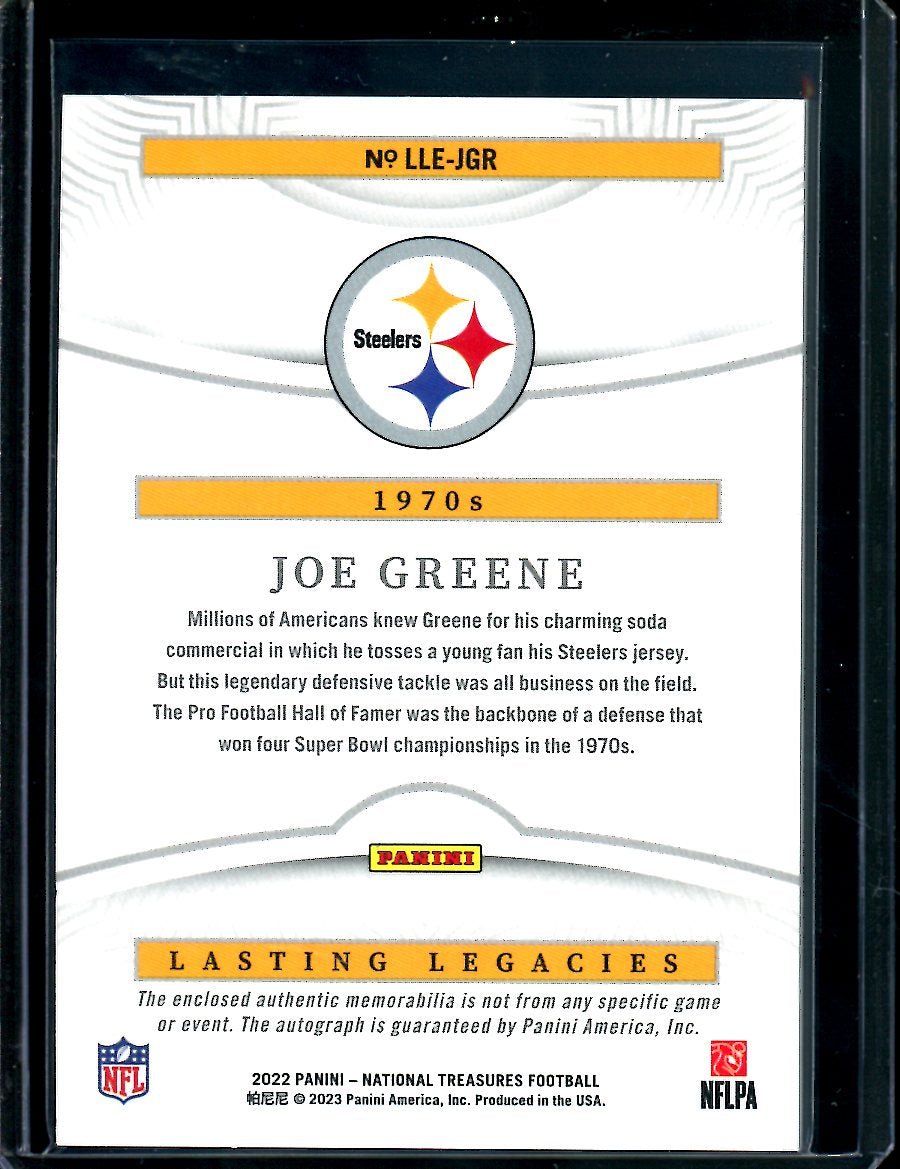 2022 Panini National Treasures Joe Greene Lasting Legends Patch Auto /99 Steelers