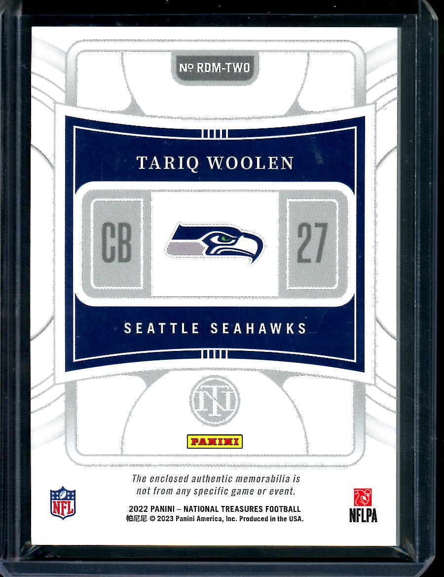 2022 Panini National Treasures Tariq Woolen Rookie Patch /27 Seahawks