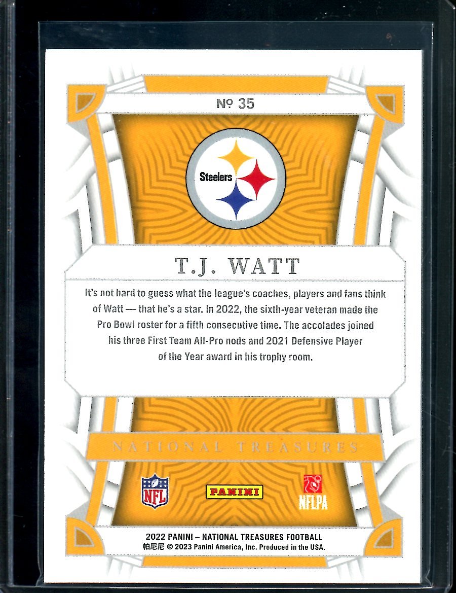 2022 Panini National Treasures T.J. Watt Purple /49 Steelers