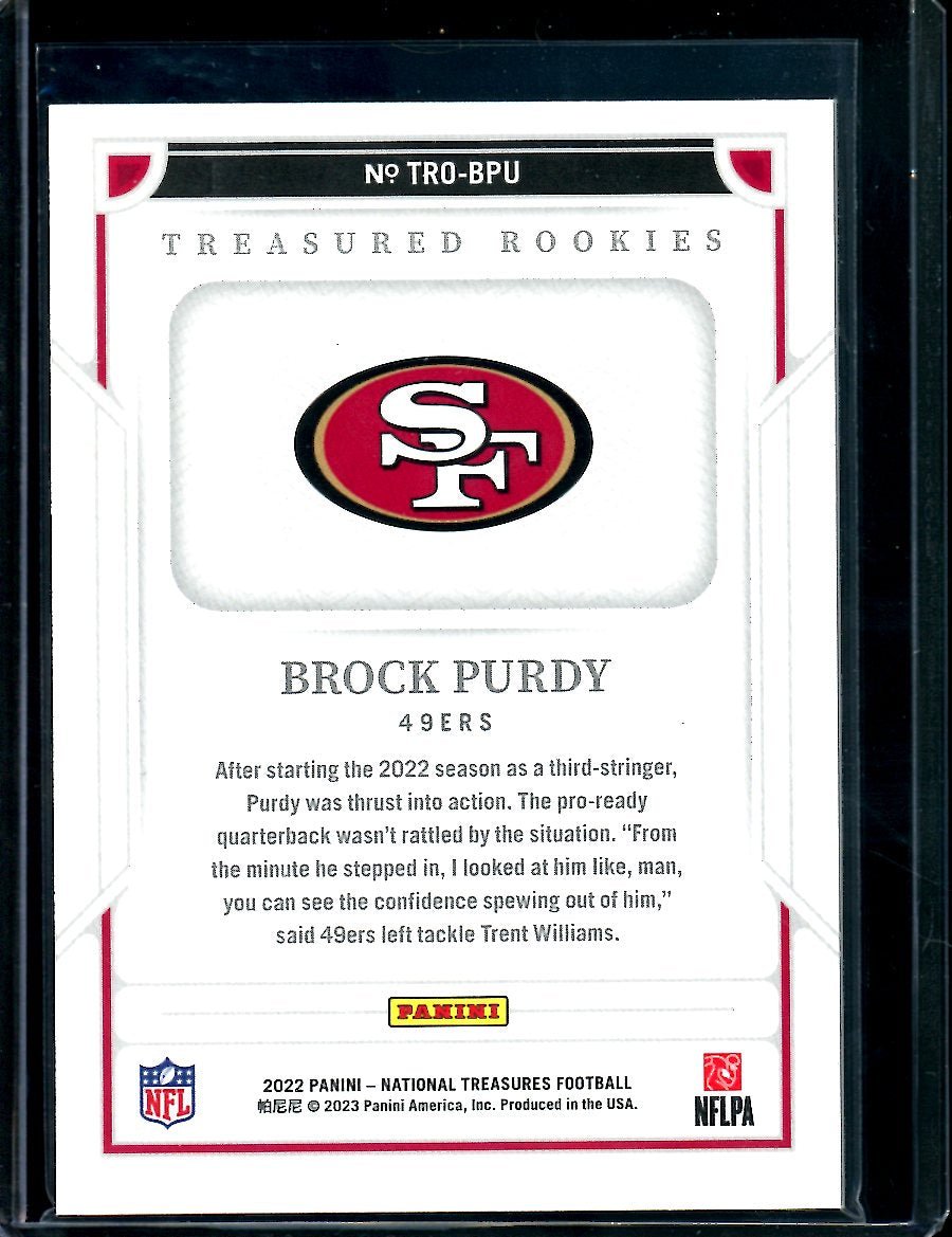 2022 Panini National Treasures Brock Purdy Rookie Treasured Rookies /99 49ers