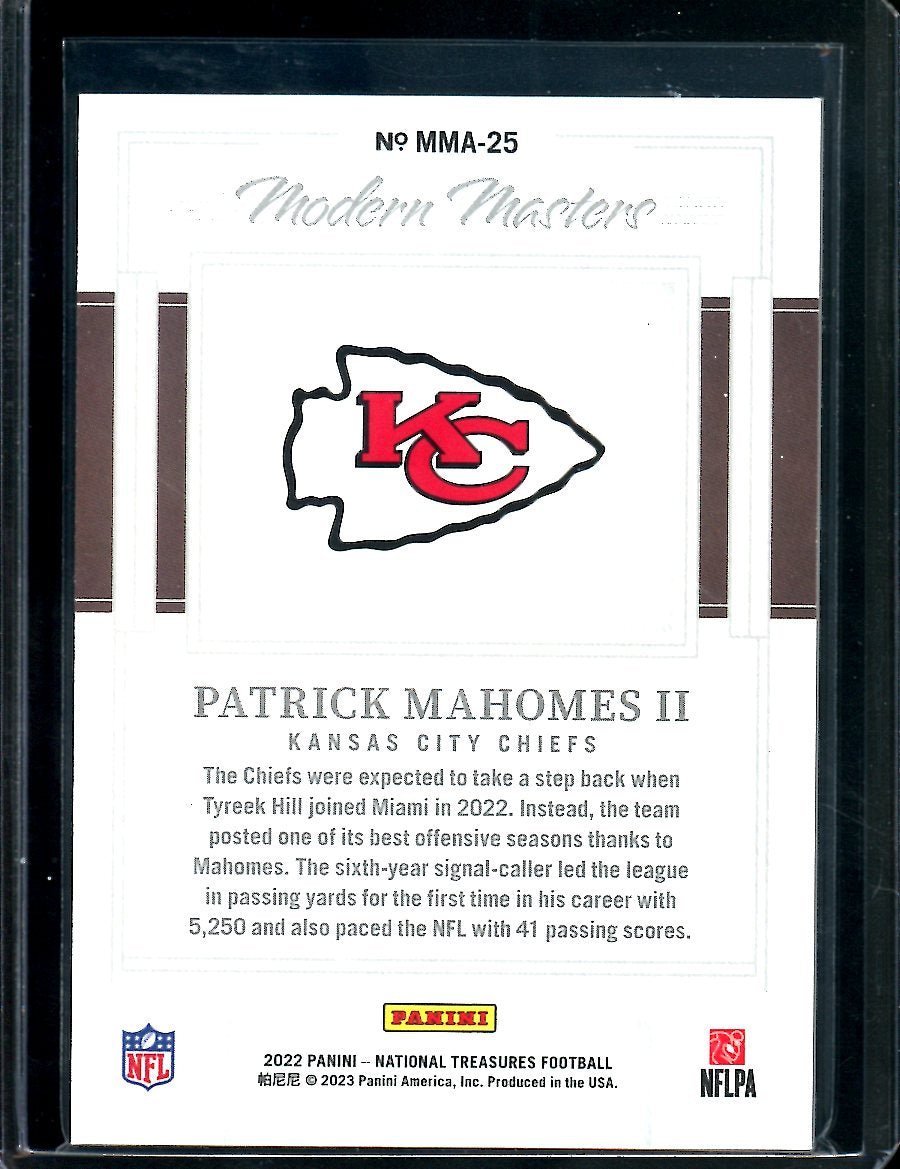 2022 Panini National Treasures Patrick Mahomes II Modern Masters /50 Chiefs