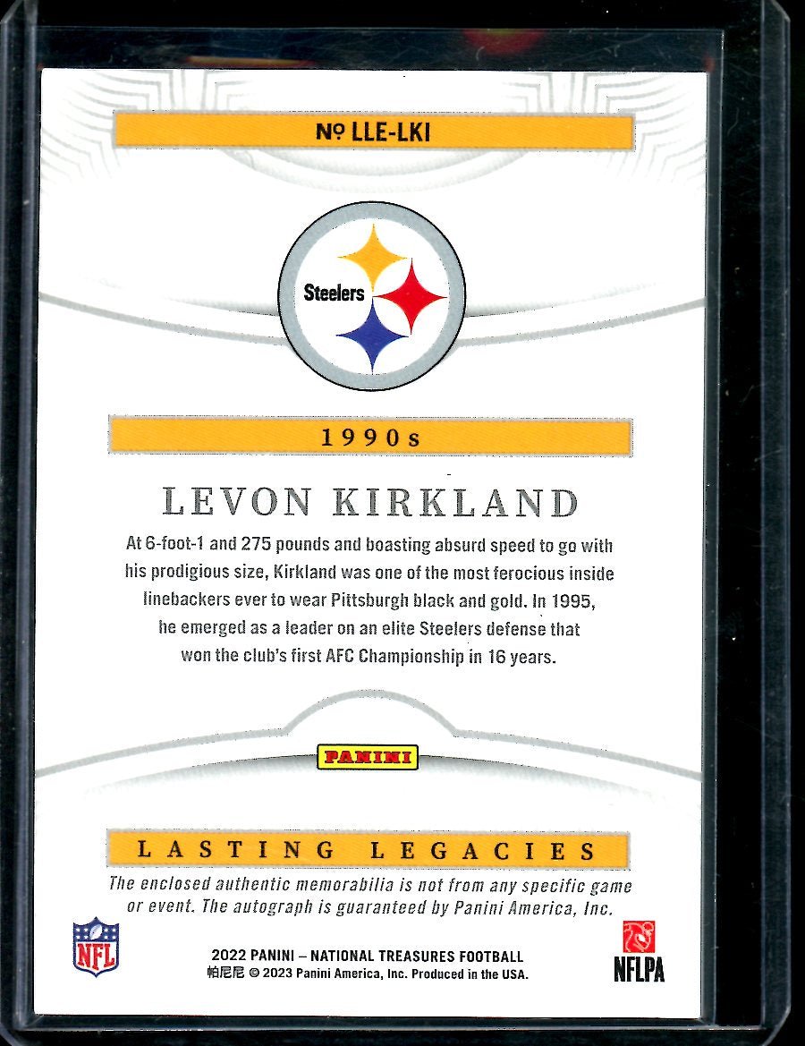 2022 Panini National Treasures Levon Kirkland Lasting Legends Patch Auto /99 Steelers