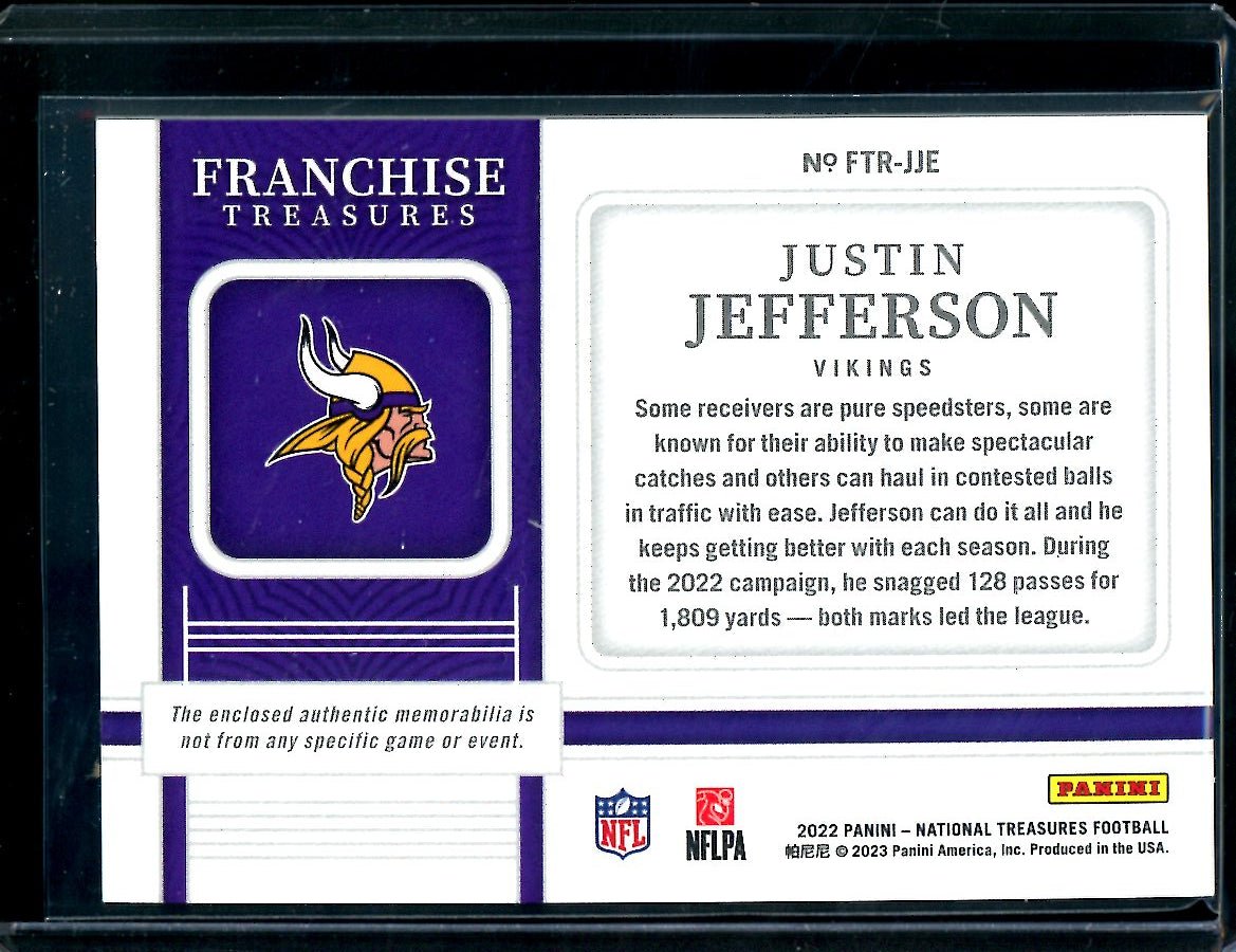 2022 Panini National Treasures Justin Jefferson Franchise Treasures Patch /49 Vikings