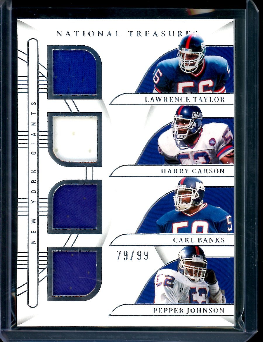 2022 Panini National Treasures Lawrence Taylor/Harry Carson/Carl Banks/Pepper Johnson Quad Patch /99 Giants