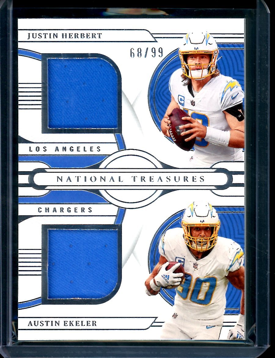 2022 Panini National Treasures Justin Herbert/Austin Ekeler Dual Patch /99 Chargers