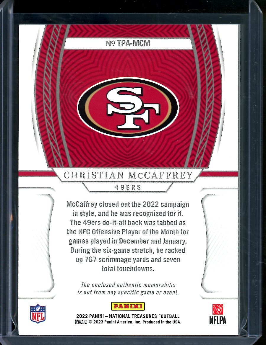 2022 Panini National Treasures Christian McCaffrey Treasured Patch /25 49ers