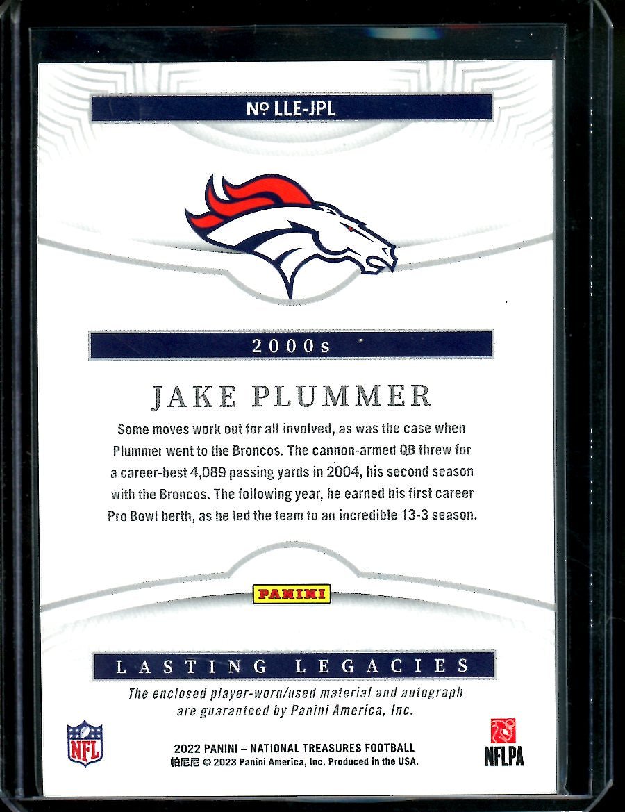 2022 Panini National Treasures Jake Plummer Lasting Legends Patch Auto /99 Broncos