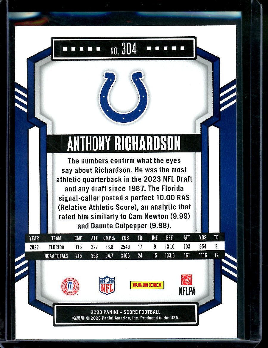 2023 Panini Score Anthony Richardson Rookie Blue /100 Colts