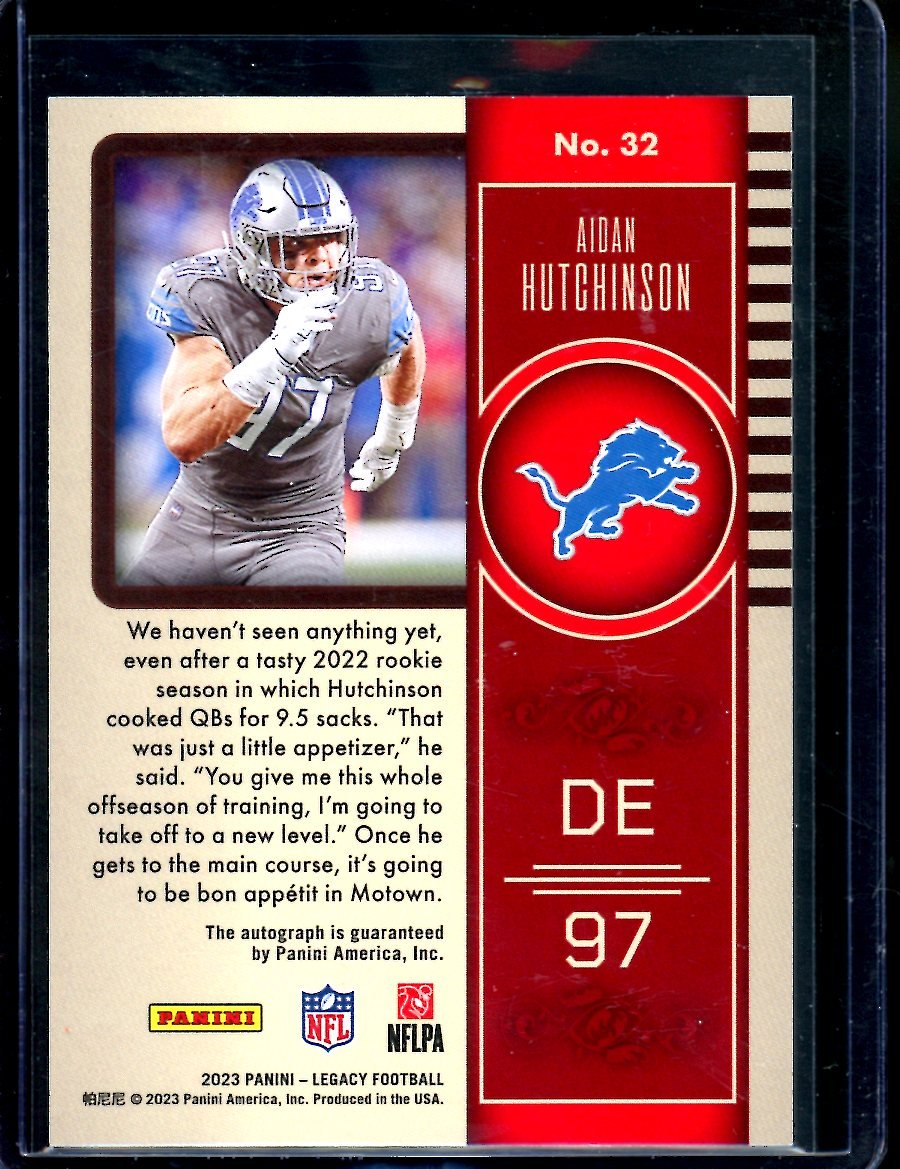 2023 Panini Legacy Aidan Hutchinson Auto /50 Lions