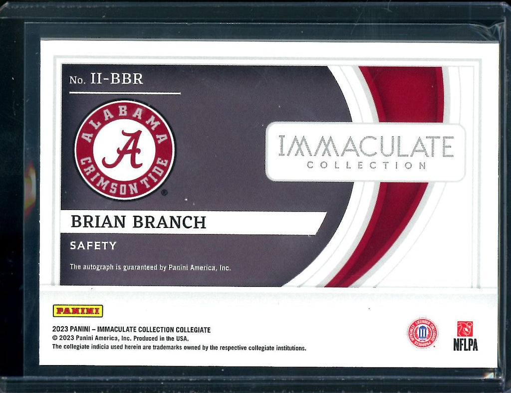 2023 Panini Immaculate Collegiate Brian Branch Rookie Introductions Auto /99 Alabama