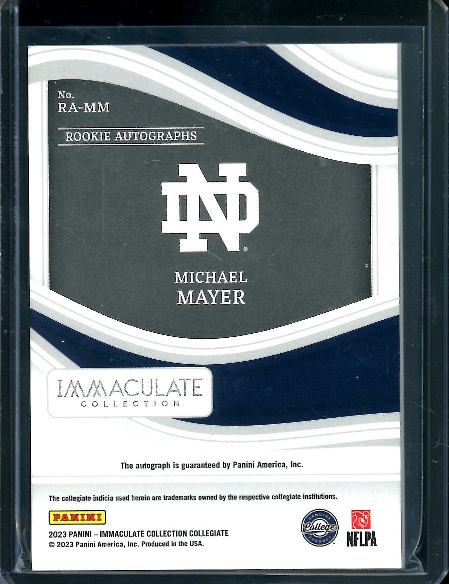 2023 Panini Immaculate Collegiate Michael Mayer Rookie Auto /99 Notre Dame
