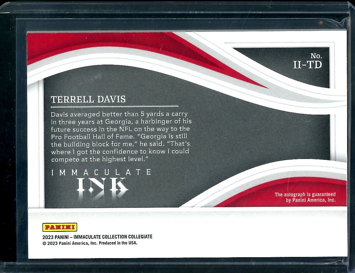 2023 Panini Immaculate Collegiate Terrell Davis Immaculate Ink Auto /25 Georgia