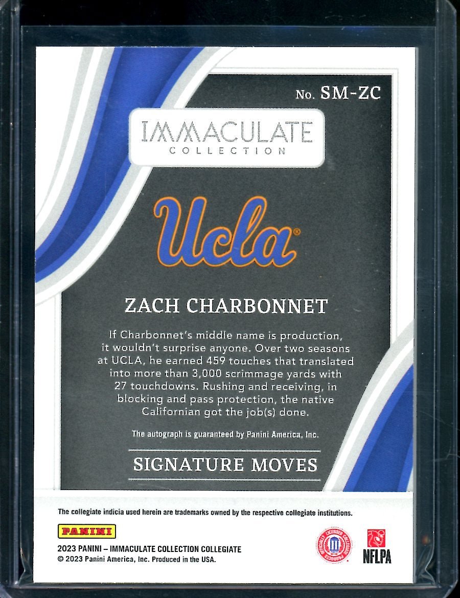 2023 Panini Immaculate Collegiate Zach Charbonnet Rookie Auto Red /49 UCLA