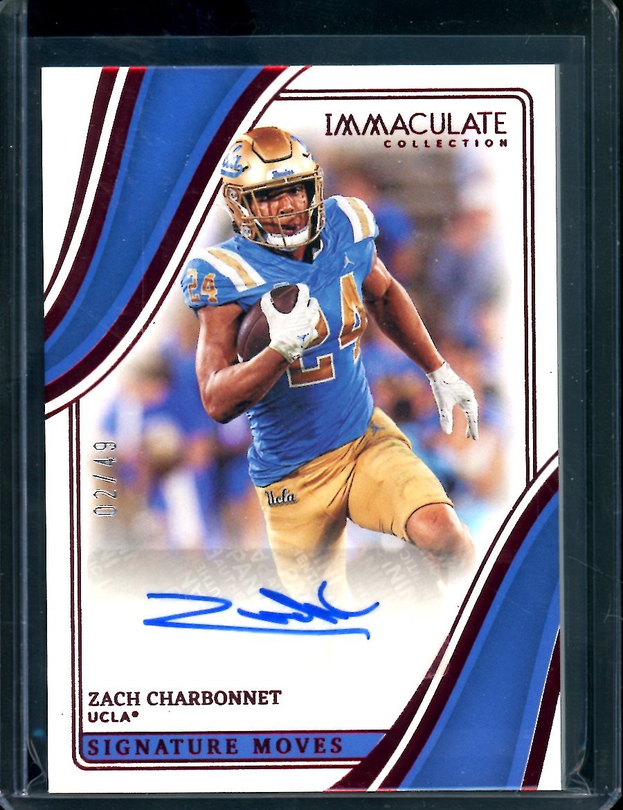 2023 Panini Immaculate Collegiate Zach Charbonnet Rookie Auto Red /49 UCLA