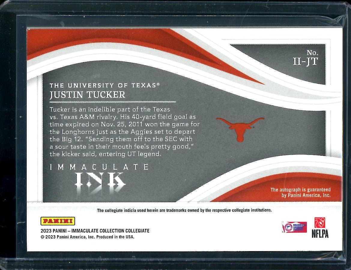 2023 Panini Immaculate Collegiate Justin Tucker Immaculate Ink Auto /25 Texas
