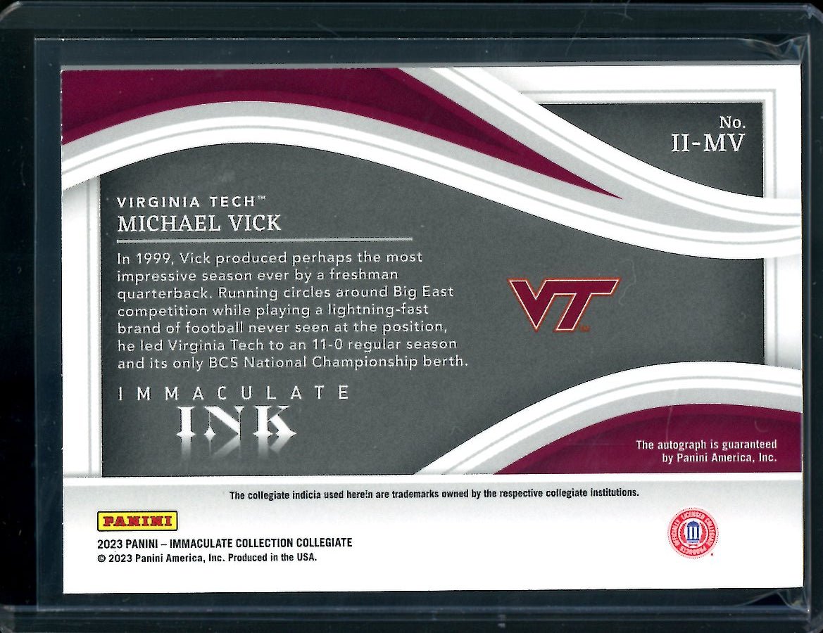 2023 Panini Immaculate Collegiate Michael Vick Immaculate Ink Auto /25 Virginia Tech