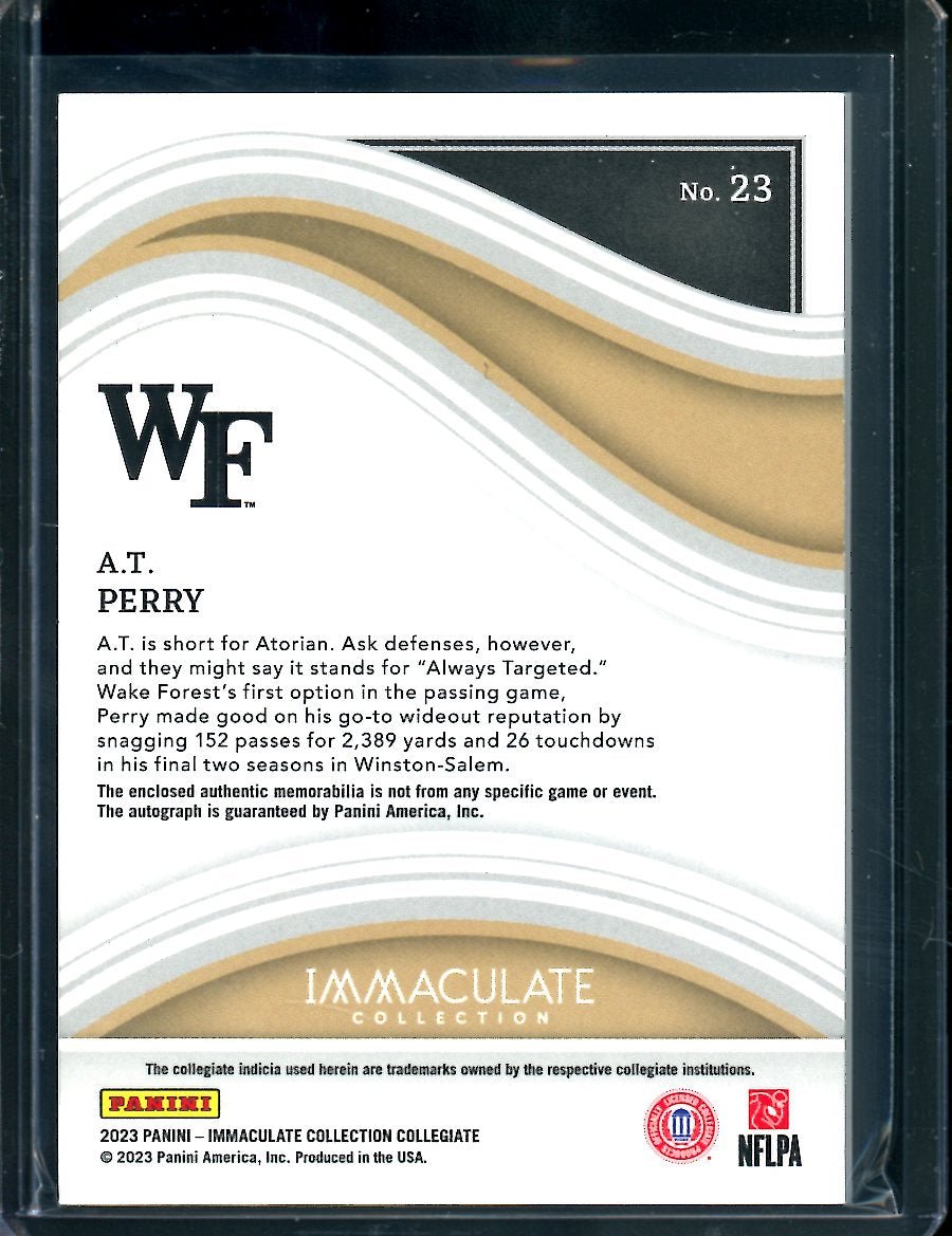 2023 Panini Immaculate Collegiate A.T. Perry Rookie RPA Nike Patch /5 Wake Forest